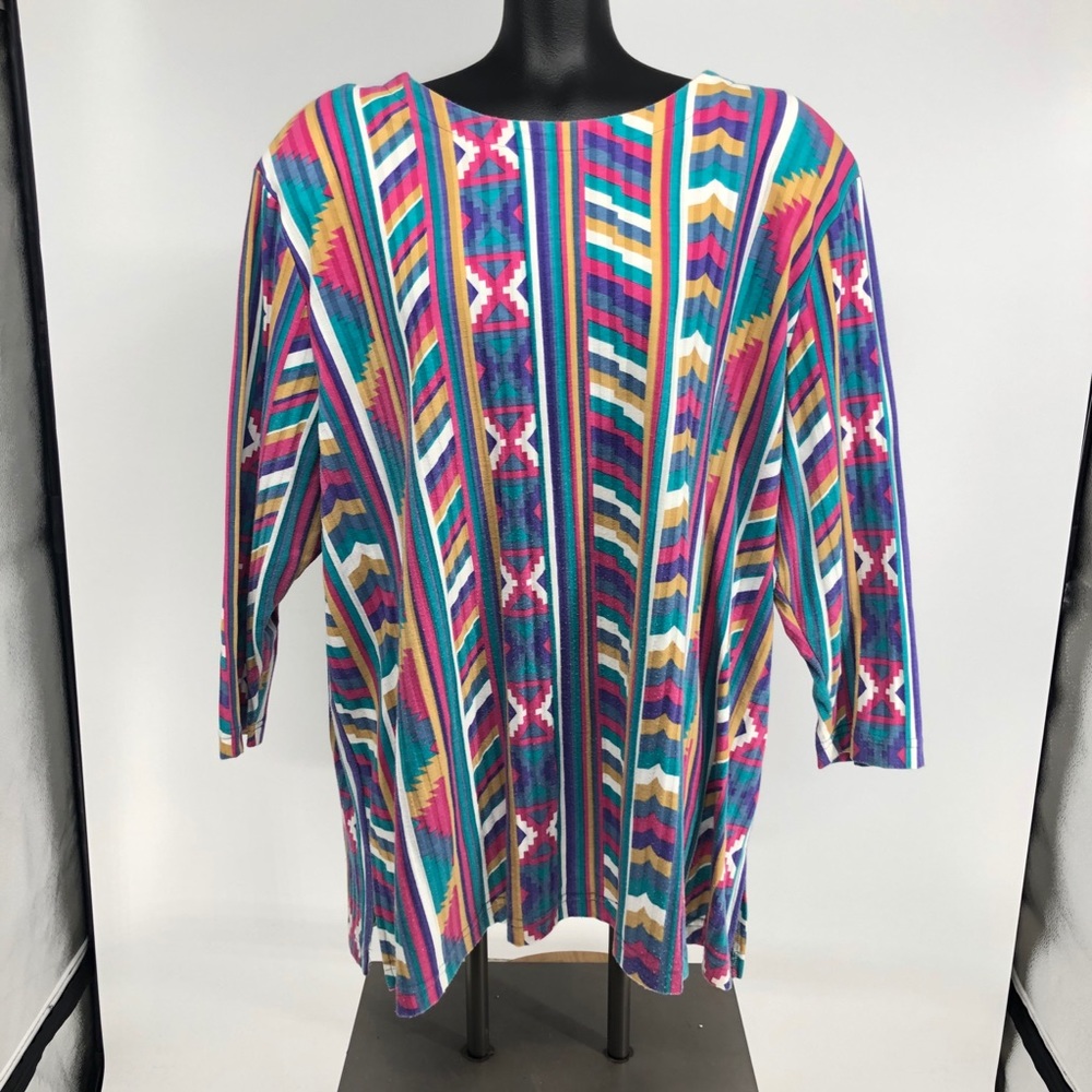 Vintage 90’s Capistrano Colorful Aztec Southwestern Print Tunic Top USA Size 26